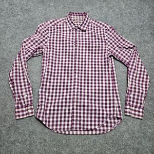 Burberry Brit Shirt Mens Small Purple Check Button Up Cotton Designer Casual